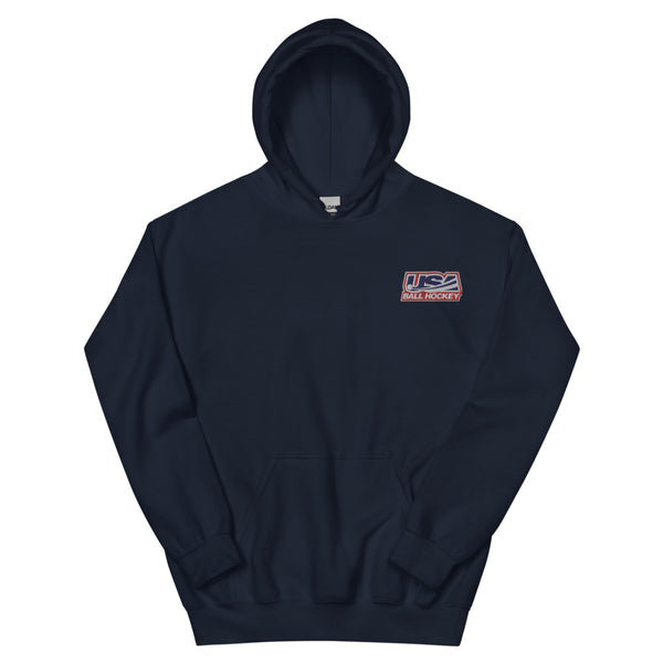 USA BALL HOCKEY LOGO EMBROIDERED UNISEX HOODIE