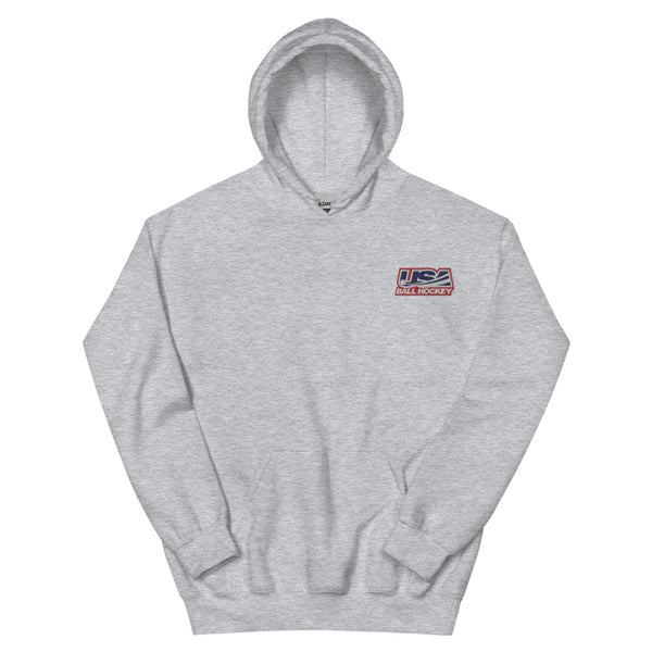 USA BALL HOCKEY LOGO EMBROIDERED UNISEX HOODIE